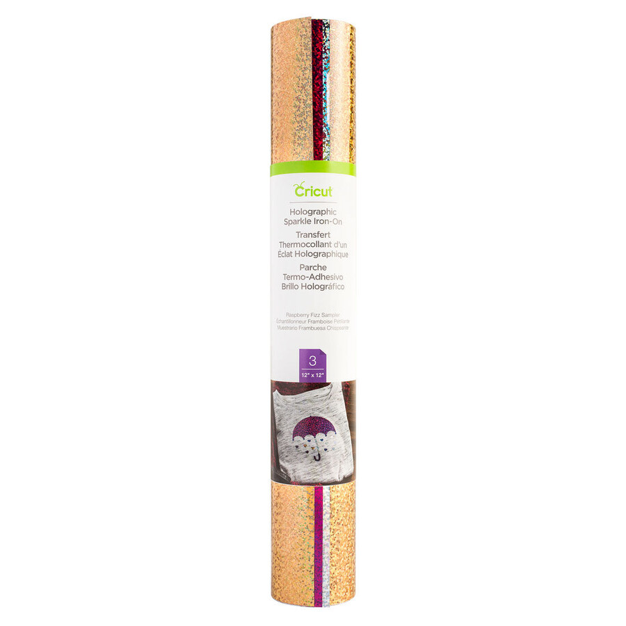 holographic sparkle iron-on sampler raspberry fizz