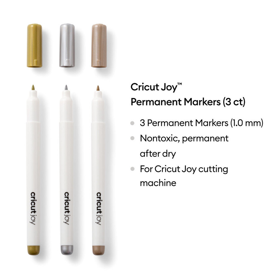 cricut joy permanent metallic markers 1.0 mm goldsilvercopper 3 ct