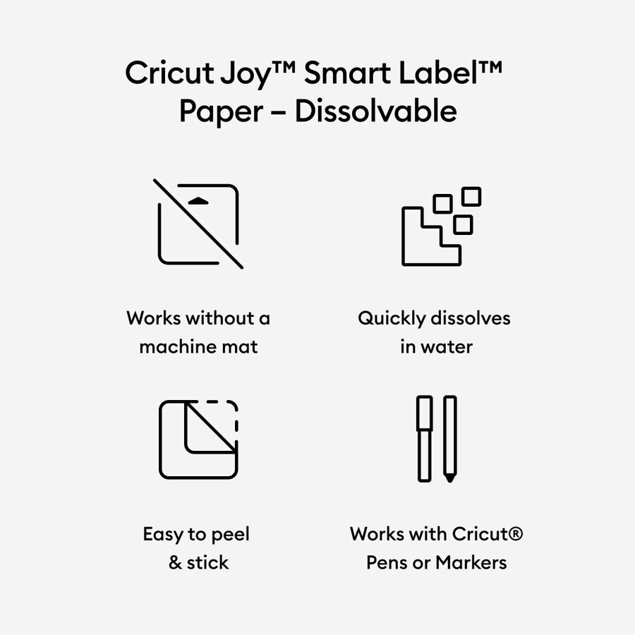 cricut joy smart label paper – dissolvable white