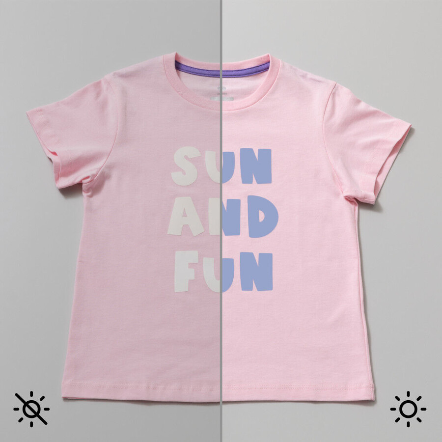 uv-activated color-changing iron-on white - blue
