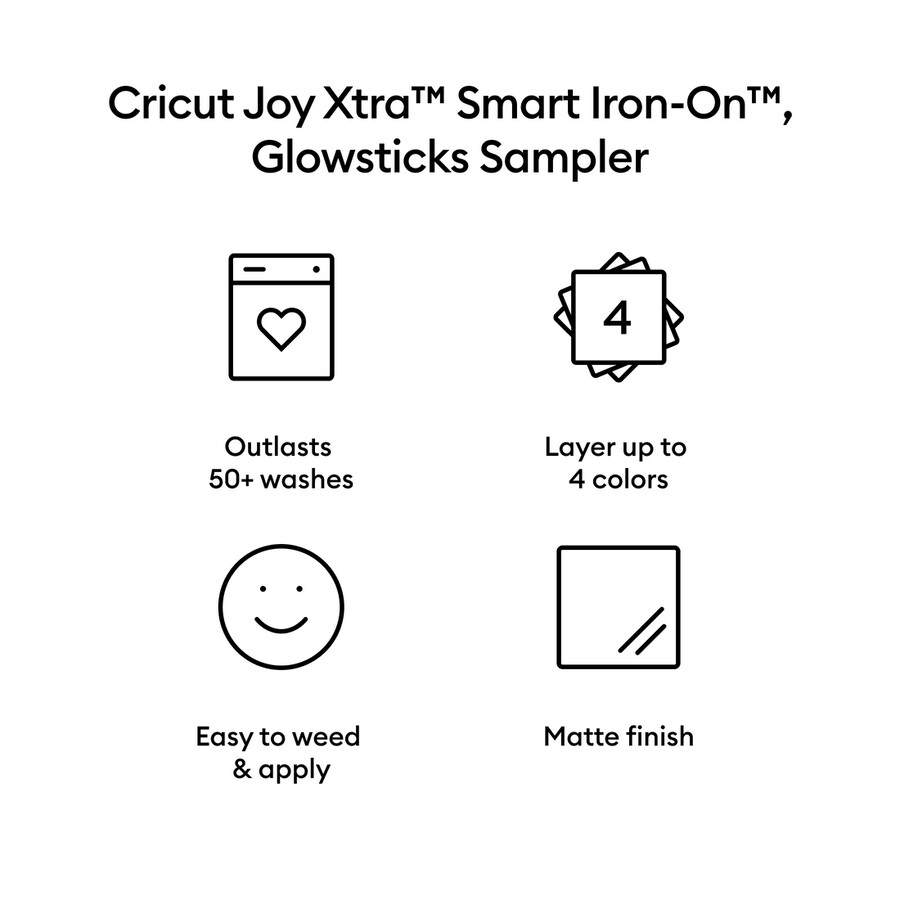 cricut joy xtra smart iron-on sampler glow sticks 3 ct