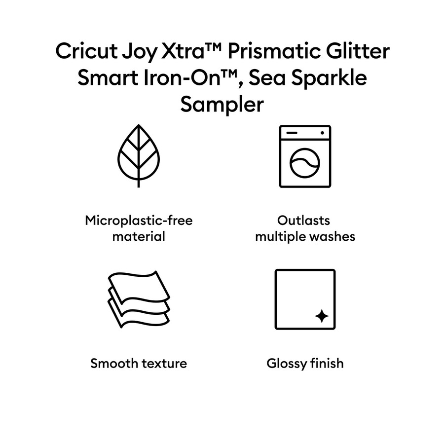 cricut joy xtra prismatic glitter smart iron-on sea sparkle sampler 3 ct