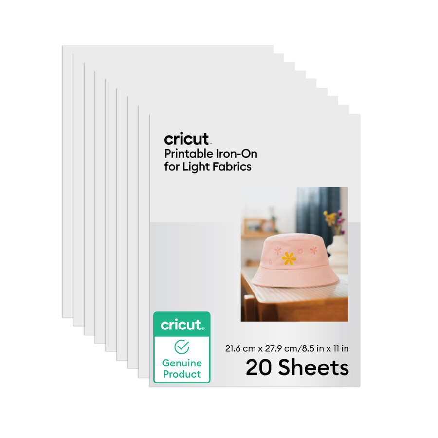 cricut printable iron-on for light fabrics - 8.5 in x 11 in 20 ct
