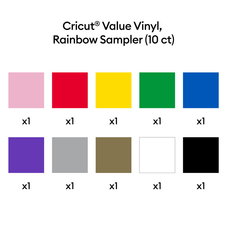 cricut value vinyl rainbow sampler - 12 in x 12 in 10 ct