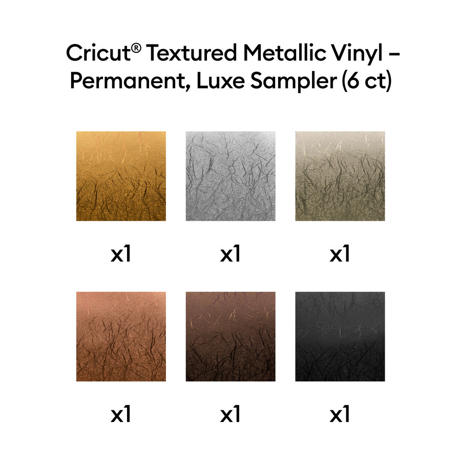 cricut textured metallic vinyl – permanent luxe sampler - 12 in x 12 in 6 ct