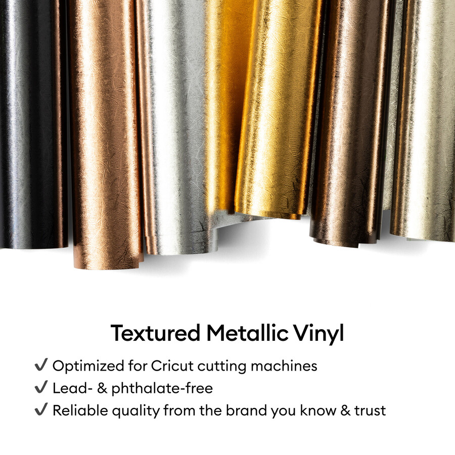 cricut textured metallic vinyl – permanent luxe sampler - 12 in x 12 in 6 ct