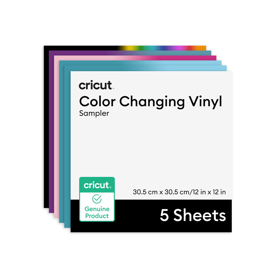 cricut temperature-activated color-changing vinyl – permanent rainbow sampler - 12 in x 12 in 5 ct