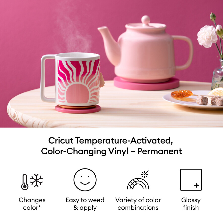 cricut temperature-activated color-changing vinyl – permanent rainbow sampler - 12 in x 12 in 5 ct