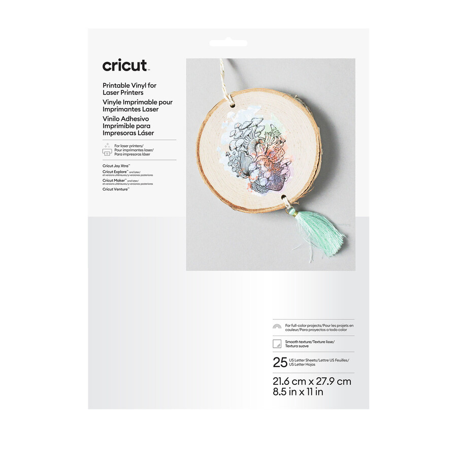 cricut printable vinyl for laser printers - 8.5 in x 11 in 25 ct
