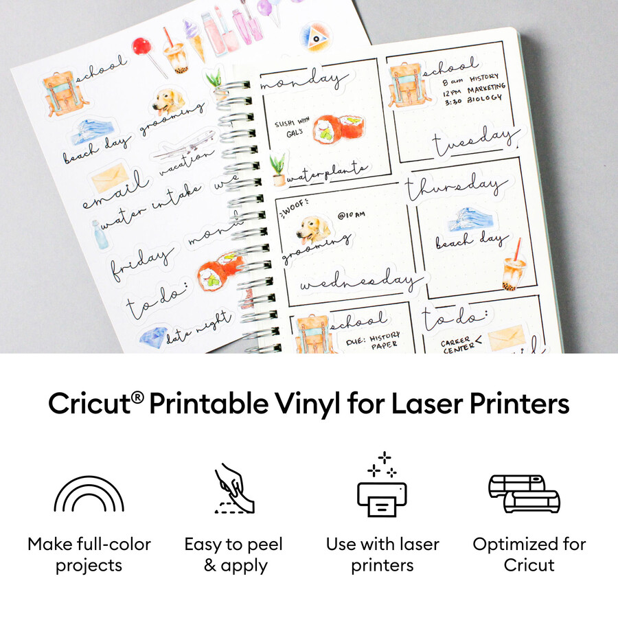 cricut printable vinyl for laser printers - 8.5 in x 11 in 25 ct
