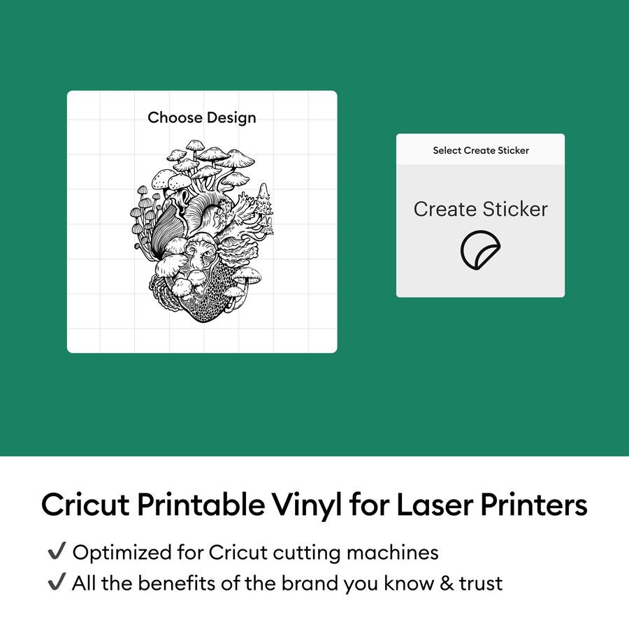 cricut printable vinyl for laser printers - 8.5 in x 11 in 25 ct
