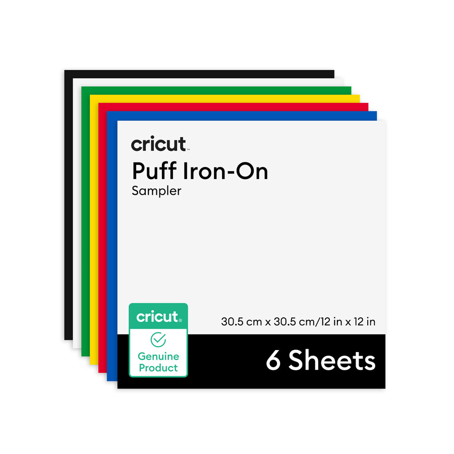 cricut puff iron-on classics sampler - 12 in x 12 in 6 ct