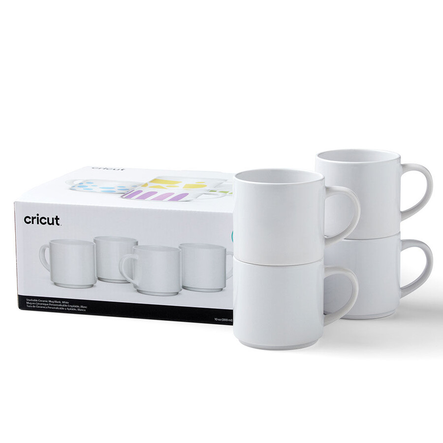 stackable ceramic mug blank white - 10 oz300 ml 4 ct