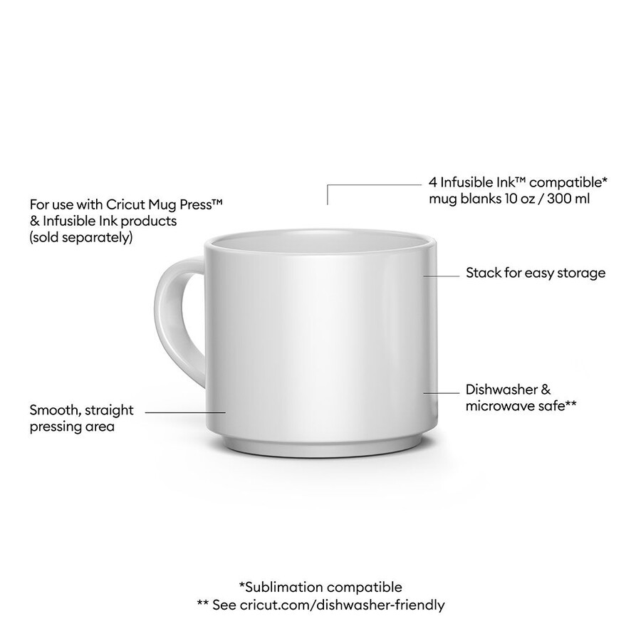 stackable ceramic mug blank white - 10 oz300 ml 4 ct
