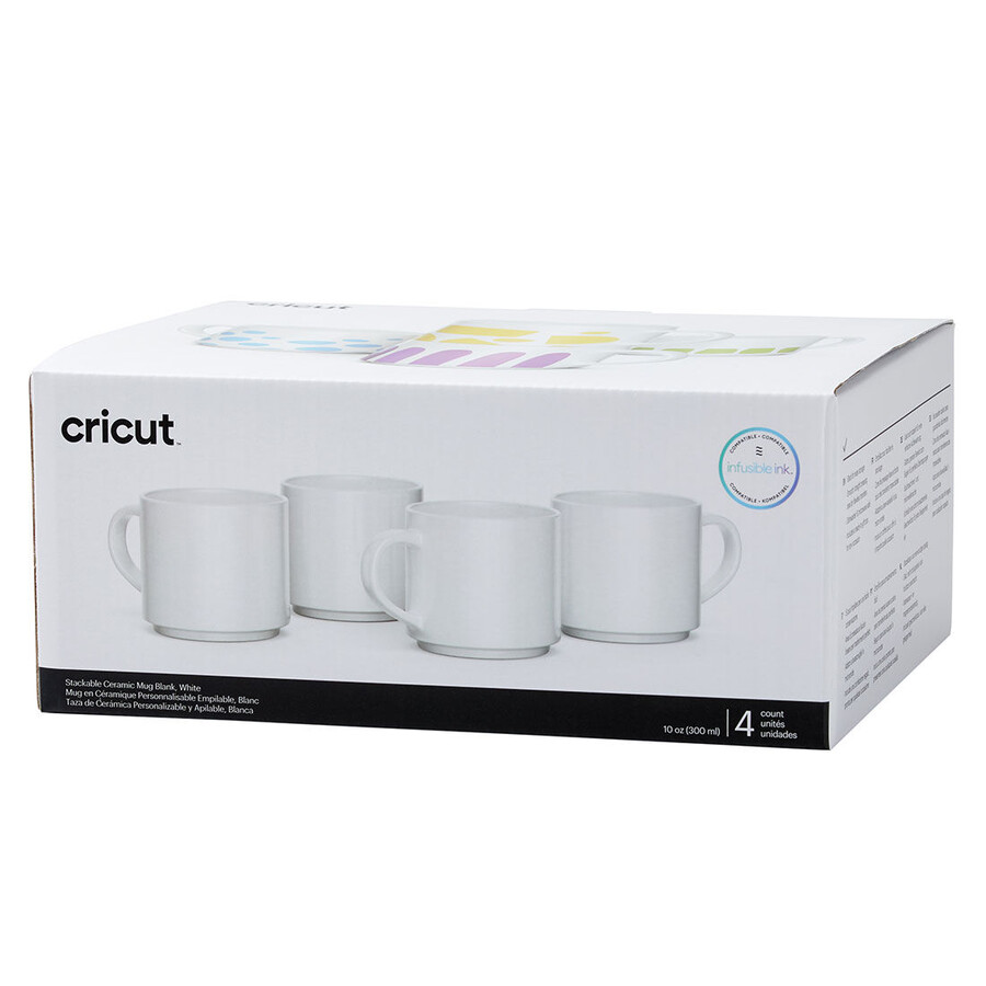 stackable ceramic mug blank white - 10 oz300 ml 4 ct