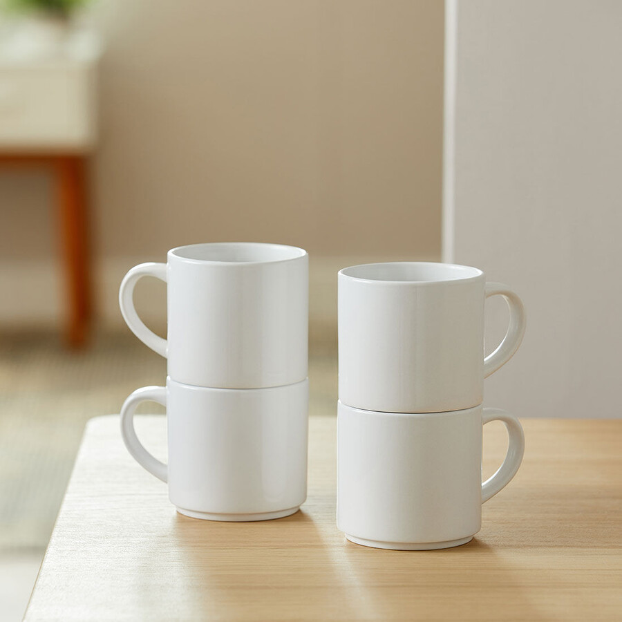 stackable ceramic mug blank white - 10 oz300 ml 4 ct